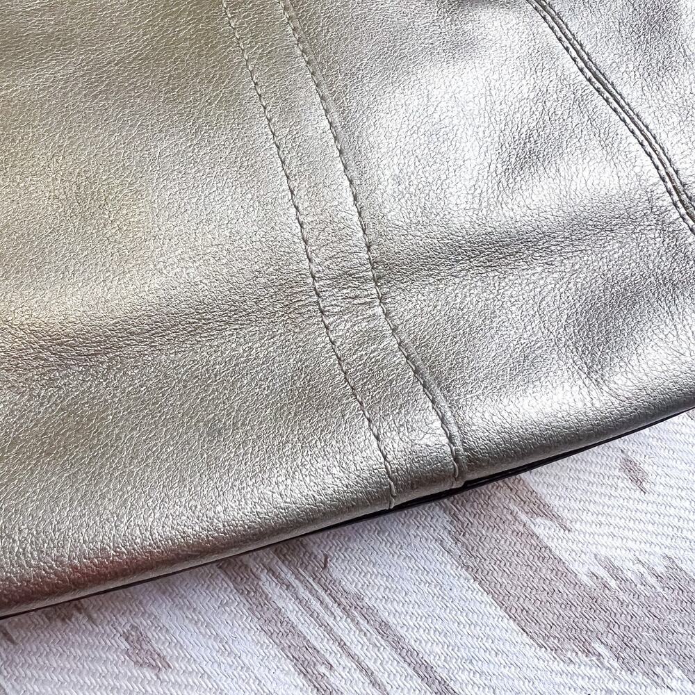 Coach Leah Metallic Gold Small Top-Handled Leather Tote Purse Handbag 42416 - Picture 3 of 11